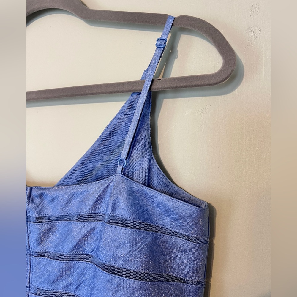 Adrianna Pappell Occations Tiered‎ Cocktail Dress Shimmer Dusty Blue Size 12 - Picture 6 of 9
